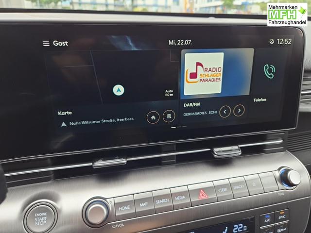 Hyundai KONA Trend 1.6 T-GDI 150PS Automatik Voll-LED-Scheinw. Sitzheizung Lenkradheizung ACC Klimaautomatik Navi Touchscreen DAB+ Apple CarPlay + Android Auto PDC v+h R&uuml;ckf.Kamera 2xKeyless 17-LM 