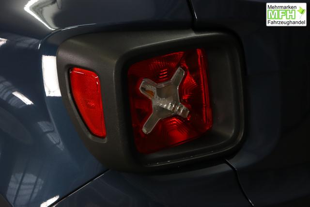 Jeep Renegade 1.5 T4 DCT7 e-Hybrid Longitude 1469 96 kW435 Blue Shade 015 Stoff Schwarz "61P Blue Shade Metallic Business-Paket Longitude: Uconnect Smartouch 8.4 mit 8,4""-Touchscreen, Navigationssystem, Bluetooth, AUX-IN-und USB sowie DAB, Apple CarPlay&Android Auto und LIVE Services, Fahrersitz mit elektr. Lordosenst&uuml;tze 2-fach verstellbar"