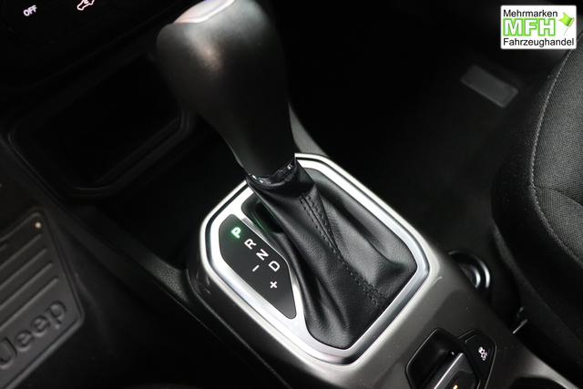 Jeep Renegade 1.5 T4 DCT7 e-Hybrid Longitude 1469 96 kW435 Blue Shade 015 Stoff Schwarz "61P Blue Shade Metallic Business-Paket Longitude: Uconnect Smartouch 8.4 mit 8,4""-Touchscreen, Navigationssystem, Bluetooth, AUX-IN-und USB sowie DAB, Apple CarPlay&Android Auto und LIVE Services, Fahrersitz mit elektr. Lordosenst&uuml;tze 2-fach verstellbar"