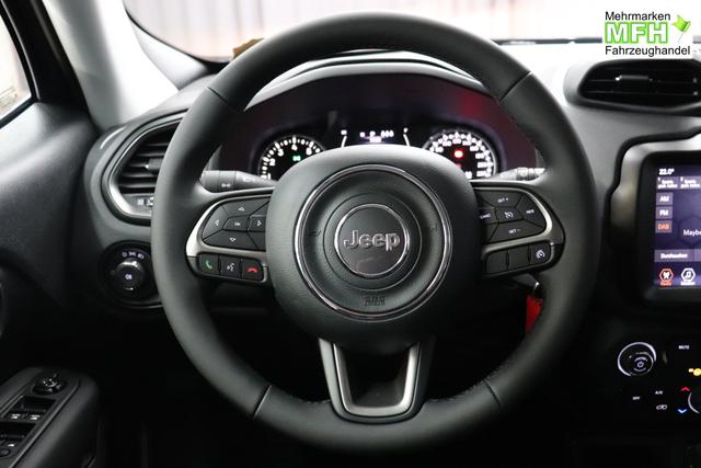 Jeep Renegade 1.5 T4 DCT7 e-Hybrid Longitude 1469 96 kW435 Blue Shade 015 Stoff Schwarz "61P Blue Shade Metallic Business-Paket Longitude: Uconnect Smartouch 8.4 mit 8,4""-Touchscreen, Navigationssystem, Bluetooth, AUX-IN-und USB sowie DAB, Apple CarPlay&Android Auto und LIVE Services, Fahrersitz mit elektr. Lordosenst&uuml;tze 2-fach verstellbar"