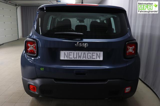Jeep Renegade 1.5 T4 DCT7 e-Hybrid Longitude 1469 96 kW435 Blue Shade 015 Stoff Schwarz "61P Blue Shade Metallic Business-Paket Longitude: Uconnect Smartouch 8.4 mit 8,4""-Touchscreen, Navigationssystem, Bluetooth, AUX-IN-und USB sowie DAB, Apple CarPlay&Android Auto und LIVE Services, Fahrersitz mit elektr. Lordosenst&uuml;tze 2-fach verstellbar"