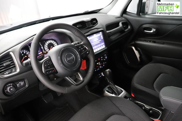 Jeep Renegade 1.5 T4 DCT7 e-Hybrid Longitude 1469 96 kW679 Graphite Grau 015 Stoff Schwarz "5DT Graphite Grau Business-Paket Longitude: Uconnect Smartouch 8.4 mit 8,4""-Touchscreen, Navigationssystem, Bluetooth, AUX-IN-und USB sowie DAB, Apple CarPlay&Android Auto und LIVE Services, Fahrersitz mit elektr. Lordosenst&uuml;tze 2-fach verstellbar"