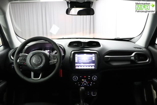 Jeep Renegade 1.5 T4 DCT7 e-Hybrid Longitude 1469 96 kW679 Graphite Grau 015 Stoff Schwarz "5DT Graphite Grau Business-Paket Longitude: Uconnect Smartouch 8.4 mit 8,4""-Touchscreen, Navigationssystem, Bluetooth, AUX-IN-und USB sowie DAB, Apple CarPlay&Android Auto und LIVE Services, Fahrersitz mit elektr. Lordosenst&uuml;tze 2-fach verstellbar"