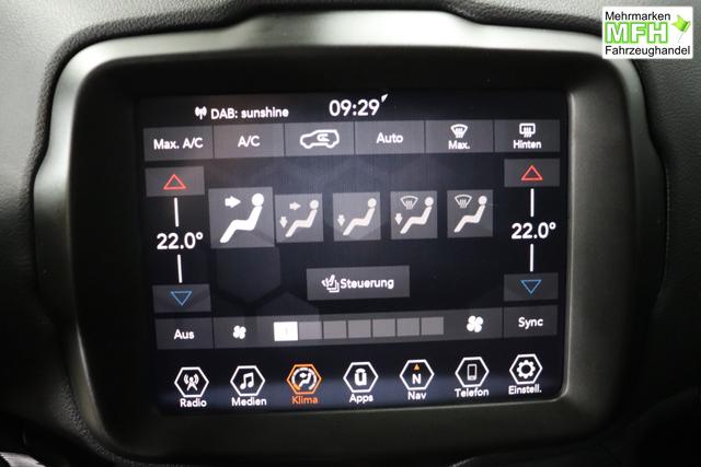 Jeep Renegade 1.5 T4 DCT7 e-Hybrid Limited 1469 96 kW296 Alpine White 020 Stoff Schwarz "Navigationssystem 7KS Winter-Paket UGM Uconnect Smartouch 8.4 mit 8,4""-Touchscreen, Navigationssystem, Bluetooth, AUX-IN-und USB sowie DAB, Apple CarPlay&Android Auto und LIVE Services 070 Seitenscheiben hinten und Heckscheibe verdunkelt Alpine White"