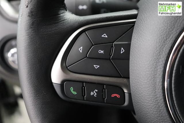 Jeep Renegade 1.5 T4 DCT7 e-Hybrid Limited 1469 96 kW296 Alpine White 020 Stoff Schwarz "Navigationssystem 7KS Winter-Paket UGM Uconnect Smartouch 8.4 mit 8,4""-Touchscreen, Navigationssystem, Bluetooth, AUX-IN-und USB sowie DAB, Apple CarPlay&Android Auto und LIVE Services 070 Seitenscheiben hinten und Heckscheibe verdunkelt Alpine White"