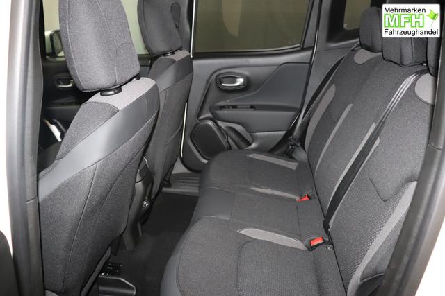 Jeep Renegade 1.5 T4 DCT7 e-Hybrid Limited 1469 96 kW296 Alpine White 020 Stoff Schwarz "Navigationssystem 7KS Winter-Paket UGM Uconnect Smartouch 8.4 mit 8,4""-Touchscreen, Navigationssystem, Bluetooth, AUX-IN-und USB sowie DAB, Apple CarPlay&Android Auto und LIVE Services 070 Seitenscheiben hinten und Heckscheibe verdunkelt Alpine White"