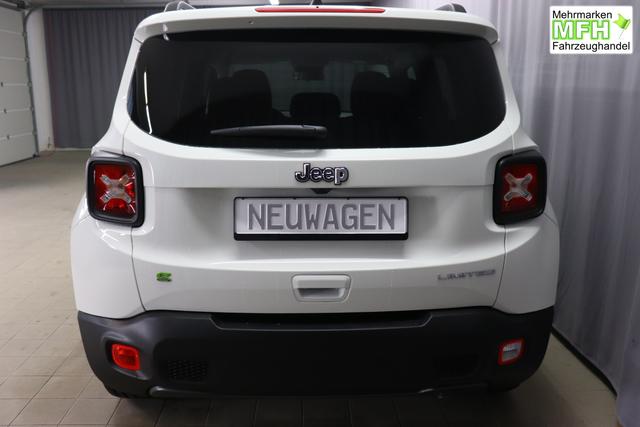 Jeep Renegade 1.5 T4 DCT7 e-Hybrid Limited 1469 96 kW296 Alpine White 020 Stoff Schwarz "Navigationssystem 7KS Winter-Paket UGM Uconnect Smartouch 8.4 mit 8,4""-Touchscreen, Navigationssystem, Bluetooth, AUX-IN-und USB sowie DAB, Apple CarPlay&Android Auto und LIVE Services 070 Seitenscheiben hinten und Heckscheibe verdunkelt Alpine White"