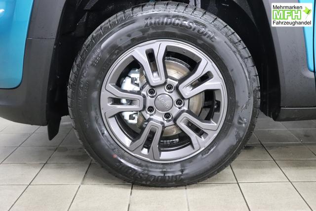 Jeep Renegade 1.6 Multijet 16V Longitude Diesel 1598 96 kW470 Bikini Metallic Stoff schwarz "8F6 Reifen-Reparatur-Set (Kit Fix&Go) Business-Paket Longitude 070 Stark abgedunkelte Heckscheibe und Seitenscheiben hinten Bikini Metallic", Beispielbilder, ggf. teilweise mit Sonderausstattung