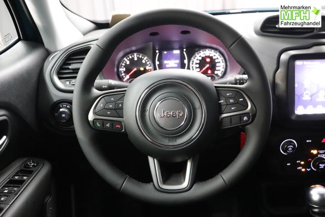 Jeep Renegade 1.6 Multijet 16V Longitude Diesel 1598 96 kW470 Bikini Metallic Stoff schwarz "8F6 Reifen-Reparatur-Set (Kit Fix&Go) Business-Paket Longitude 070 Stark abgedunkelte Heckscheibe und Seitenscheiben hinten Bikini Metallic", Beispielbilder, ggf. teilweise mit Sonderausstattung