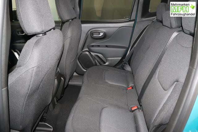 Jeep Renegade 1.6 Multijet 16V Longitude Diesel 1598 96 kW470 Bikini Metallic Stoff schwarz "8F6 Reifen-Reparatur-Set (Kit Fix&Go) Business-Paket Longitude 070 Stark abgedunkelte Heckscheibe und Seitenscheiben hinten Bikini Metallic", Beispielbilder, ggf. teilweise mit Sonderausstattung