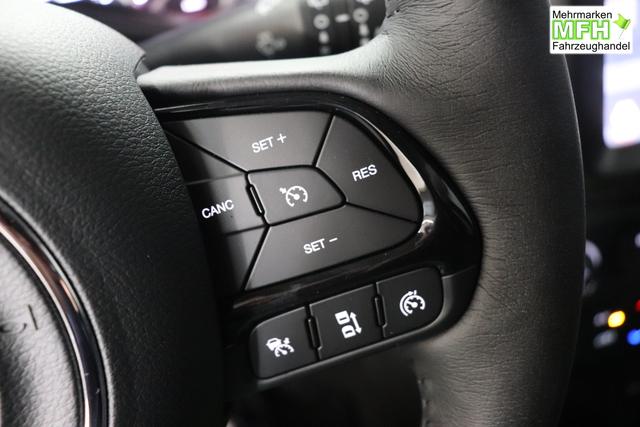 Jeep Renegade 1.5 T4 DCT7 e-Hybrid Limited 1469 96 kW435 Blue Shade Leder Schwarz "Navigationssystem 01K Design-Paket Black Pack 2XL Leder-Paket 2T2 Funktions-Paket 7KS Winter-Paket UGM Uconnect Smartouch 8.4 mit 8,4""-Touchscreen, Navigationssystem, Bluetooth, AUX-IN-und USB sowie DAB, Apple CarPlay&Android Auto und LIVE Services 070 Seitenscheiben hinten und Heckscheibe verdunkelt 108 18""-Leichtmetallfelgen, schwarz gl&auml;nzend 61P Blue Shade"