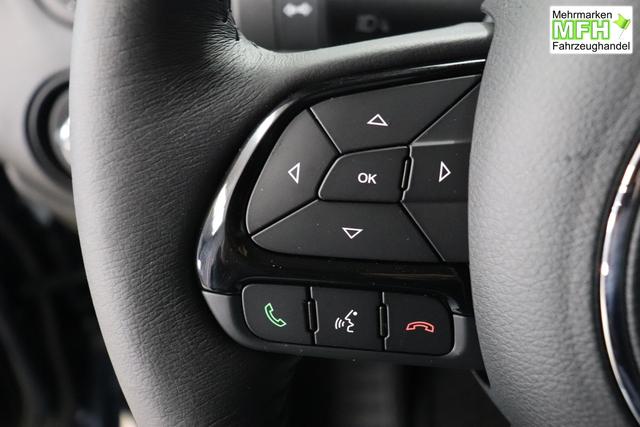 Jeep Renegade 1.5 T4 DCT7 e-Hybrid Limited 1469 96 kW435 Blue Shade Leder Schwarz "Navigationssystem 01K Design-Paket Black Pack 2XL Leder-Paket 2T2 Funktions-Paket 7KS Winter-Paket UGM Uconnect Smartouch 8.4 mit 8,4""-Touchscreen, Navigationssystem, Bluetooth, AUX-IN-und USB sowie DAB, Apple CarPlay&Android Auto und LIVE Services 070 Seitenscheiben hinten und Heckscheibe verdunkelt 108 18""-Leichtmetallfelgen, schwarz gl&auml;nzend 61P Blue Shade"