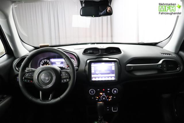 Jeep Renegade 1.5 T4 DCT7 e-Hybrid Limited 1469 96 kW435 Blue Shade Leder Schwarz "Navigationssystem 01K Design-Paket Black Pack 2XL Leder-Paket 2T2 Funktions-Paket 7KS Winter-Paket UGM Uconnect Smartouch 8.4 mit 8,4""-Touchscreen, Navigationssystem, Bluetooth, AUX-IN-und USB sowie DAB, Apple CarPlay&Android Auto und LIVE Services 070 Seitenscheiben hinten und Heckscheibe verdunkelt 108 18""-Leichtmetallfelgen, schwarz gl&auml;nzend 61P Blue Shade"