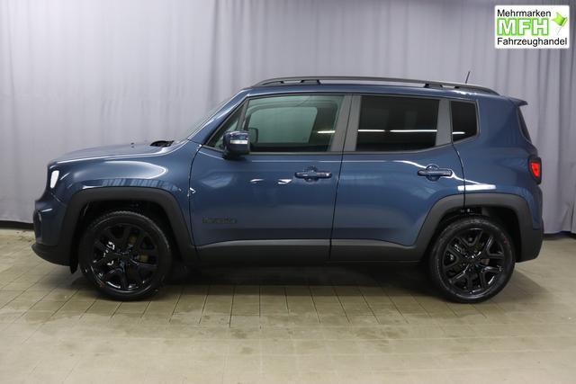 Jeep Renegade 1.5 T4 DCT7 e-Hybrid Limited 1469 96 kW435 Blue Shade Leder Schwarz "Navigationssystem 01K Design-Paket Black Pack 2XL Leder-Paket 2T2 Funktions-Paket 7KS Winter-Paket UGM Uconnect Smartouch 8.4 mit 8,4""-Touchscreen, Navigationssystem, Bluetooth, AUX-IN-und USB sowie DAB, Apple CarPlay&Android Auto und LIVE Services 070 Seitenscheiben hinten und Heckscheibe verdunkelt 108 18""-Leichtmetallfelgen, schwarz gl&auml;nzend 61P Blue Shade"