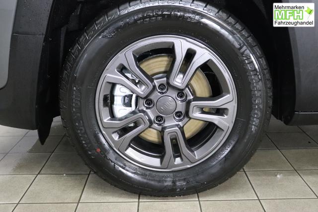 Jeep Renegade 1.5 T4 DCT7 e-Hybrid Longitude 503 Sting Grey 015 Stoff Schwarz "8CZ Sting Grey Business-Paket Longitude: Uconnect Smartouch 8.4 mit 8,4""-Touchscreen, Navigationssystem, Bluetooth, AUX-IN-und USB sowie DAB, Apple CarPlay&Android Auto und LIVE Services, Fahrersitz mit elektr. Lordosenst&uuml;tze 2-fach verstellbar" 1469 96 kW