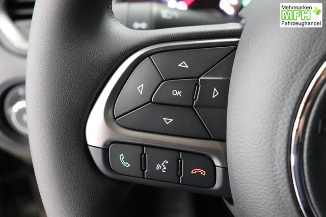 Jeep Renegade 1.5 T4 DCT7 e-Hybrid Longitude 503 Sting Grey 015 Stoff Schwarz "8CZ Sting Grey Business-Paket Longitude: Uconnect Smartouch 8.4 mit 8,4""-Touchscreen, Navigationssystem, Bluetooth, AUX-IN-und USB sowie DAB, Apple CarPlay&Android Auto und LIVE Services, Fahrersitz mit elektr. Lordosenst&uuml;tze 2-fach verstellbar" 1469 96 kW