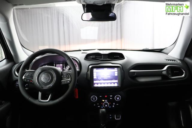 Jeep Renegade 1.5 T4 DCT7 e-Hybrid Longitude 503 Sting Grey 015 Stoff Schwarz "8CZ Sting Grey Business-Paket Longitude: Uconnect Smartouch 8.4 mit 8,4""-Touchscreen, Navigationssystem, Bluetooth, AUX-IN-und USB sowie DAB, Apple CarPlay&Android Auto und LIVE Services, Fahrersitz mit elektr. Lordosenst&uuml;tze 2-fach verstellbar" 1469 96 kW