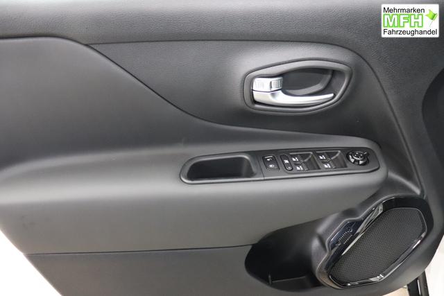 Jeep Renegade 1.5 T4 DCT7 e-Hybrid Limited 1469 96 kW296 Alpine White Leder Schwarz "Navigationssystem 01K Design-Paket Black Pack 2XL Leder-Paket 2T2 Funktions-Paket 7KS Winter-Paket UGM Uconnect Smartouch 8.4 mit 8,4""-Touchscreen, Navigationssystem, Bluetooth, AUX-IN-und USB sowie DAB, Apple CarPlay&Android Auto und LIVE Services 070 Seitenscheiben hinten und Heckscheibe verdunkelt 108 18""-Leichtmetallfelgen, schwarz gl&auml;nzend 5CA Alpine White"