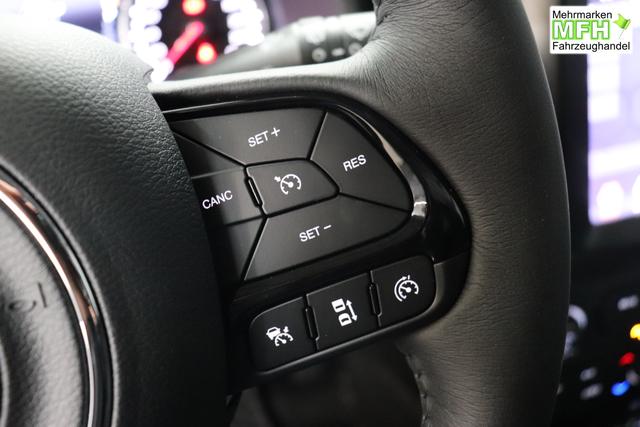 Jeep Renegade 1.5 T4 DCT7 e-Hybrid Limited 1469 96 kW296 Alpine White Leder Schwarz "Navigationssystem 01K Design-Paket Black Pack 2XL Leder-Paket 2T2 Funktions-Paket 7KS Winter-Paket UGM Uconnect Smartouch 8.4 mit 8,4""-Touchscreen, Navigationssystem, Bluetooth, AUX-IN-und USB sowie DAB, Apple CarPlay&Android Auto und LIVE Services 070 Seitenscheiben hinten und Heckscheibe verdunkelt 108 18""-Leichtmetallfelgen, schwarz gl&auml;nzend 5CA Alpine White"