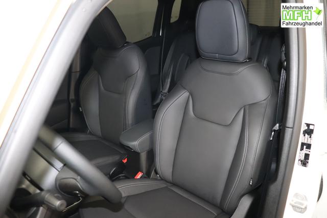 Jeep Renegade 1.5 T4 DCT7 e-Hybrid Limited 1469 96 kW296 Alpine White Leder Schwarz "Navigationssystem 01K Design-Paket Black Pack 2XL Leder-Paket 2T2 Funktions-Paket 7KS Winter-Paket UGM Uconnect Smartouch 8.4 mit 8,4""-Touchscreen, Navigationssystem, Bluetooth, AUX-IN-und USB sowie DAB, Apple CarPlay&Android Auto und LIVE Services 070 Seitenscheiben hinten und Heckscheibe verdunkelt 108 18""-Leichtmetallfelgen, schwarz gl&auml;nzend 5CA Alpine White"