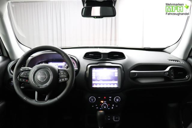 Jeep Renegade 1.5 T4 DCT7 e-Hybrid Limited 1469 96 kW296 Alpine White Leder Schwarz "Navigationssystem 01K Design-Paket Black Pack 2XL Leder-Paket 2T2 Funktions-Paket 7KS Winter-Paket UGM Uconnect Smartouch 8.4 mit 8,4""-Touchscreen, Navigationssystem, Bluetooth, AUX-IN-und USB sowie DAB, Apple CarPlay&Android Auto und LIVE Services 070 Seitenscheiben hinten und Heckscheibe verdunkelt 108 18""-Leichtmetallfelgen, schwarz gl&auml;nzend 5CA Alpine White"