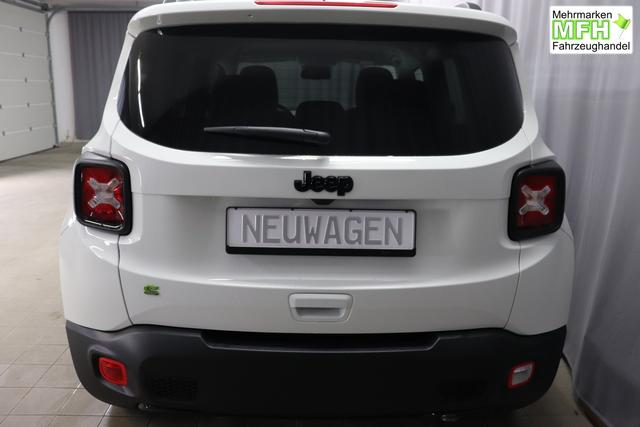 Jeep Renegade 1.5 T4 DCT7 e-Hybrid Limited 1469 96 kW296 Alpine White Leder Schwarz "Navigationssystem 01K Design-Paket Black Pack 2XL Leder-Paket 2T2 Funktions-Paket 7KS Winter-Paket UGM Uconnect Smartouch 8.4 mit 8,4""-Touchscreen, Navigationssystem, Bluetooth, AUX-IN-und USB sowie DAB, Apple CarPlay&Android Auto und LIVE Services 070 Seitenscheiben hinten und Heckscheibe verdunkelt 108 18""-Leichtmetallfelgen, schwarz gl&auml;nzend 5CA Alpine White"
