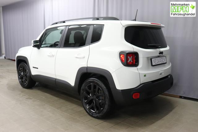 Jeep Renegade 1.5 T4 DCT7 e-Hybrid Limited 1469 96 kW296 Alpine White Leder Schwarz "Navigationssystem 01K Design-Paket Black Pack 2XL Leder-Paket 2T2 Funktions-Paket 7KS Winter-Paket UGM Uconnect Smartouch 8.4 mit 8,4""-Touchscreen, Navigationssystem, Bluetooth, AUX-IN-und USB sowie DAB, Apple CarPlay&Android Auto und LIVE Services 070 Seitenscheiben hinten und Heckscheibe verdunkelt 108 18""-Leichtmetallfelgen, schwarz gl&auml;nzend 5CA Alpine White"