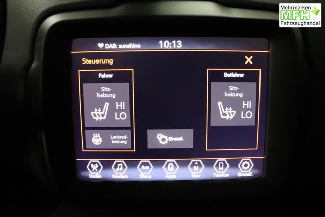 Jeep Renegade 1.0 T3 GSE Limited 999 88 kW470 Bikini Metallic 020 Stoff schwarz "2T2 Funktions-Paket CommandView&reg; Panorama-Glasschiebedach 2Y7 Business-Paket 7KS Winter-Paket 61Q Bikini Metallic", Beispielbilder, ggf. teilweise mit Sonderausstattung