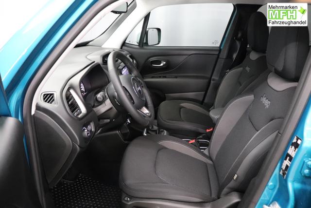 Jeep Renegade 1.0 T3 GSE Limited 999 88 kW470 Bikini Metallic 020 Stoff schwarz "2T2 Funktions-Paket CommandView&reg; Panorama-Glasschiebedach 2Y7 Business-Paket 7KS Winter-Paket 61Q Bikini Metallic", Beispielbilder, ggf. teilweise mit Sonderausstattung