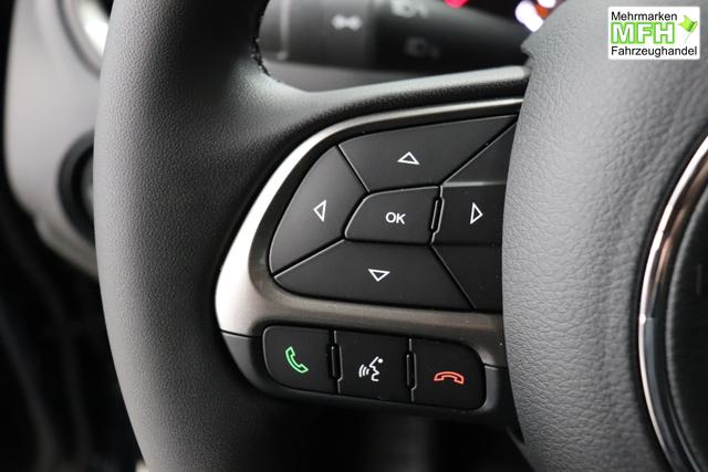 Jeep Renegade 1.6 Multijet 16V Longitude Diesel 1598 96 kW435 Blue Shade 015 Stoff schwarz "8F6 Reifen-Reparatur-Set (Kit Fix&Go) Business-Paket Longitude 070 Stark abgedunkelte Heckscheibe und Seitenscheiben hinten Blue Shade", Beispielbilder, ggf. teilweise mit Sonderausstattung