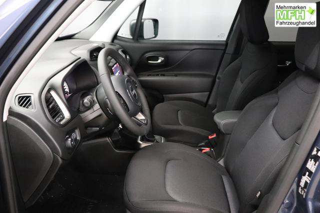 Jeep Renegade 1.6 Multijet 16V Longitude Diesel 1598 96 kW435 Blue Shade 015 Stoff schwarz "8F6 Reifen-Reparatur-Set (Kit Fix&Go) Business-Paket Longitude 070 Stark abgedunkelte Heckscheibe und Seitenscheiben hinten Blue Shade", Beispielbilder, ggf. teilweise mit Sonderausstattung