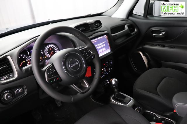 Jeep Renegade 1.6 Multijet 16V Longitude Diesel 1598 96 kW435 Blue Shade 015 Stoff schwarz "8F6 Reifen-Reparatur-Set (Kit Fix&Go) Business-Paket Longitude 070 Stark abgedunkelte Heckscheibe und Seitenscheiben hinten Blue Shade", Beispielbilder, ggf. teilweise mit Sonderausstattung