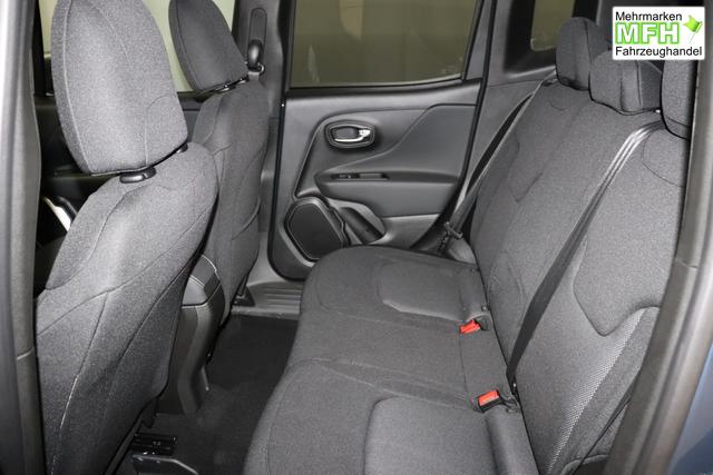 Jeep Renegade 1.6 Multijet 16V Longitude Diesel 1598 96 kW435 Blue Shade 015 Stoff schwarz "8F6 Reifen-Reparatur-Set (Kit Fix&Go) Business-Paket Longitude 070 Stark abgedunkelte Heckscheibe und Seitenscheiben hinten Blue Shade", Beispielbilder, ggf. teilweise mit Sonderausstattung