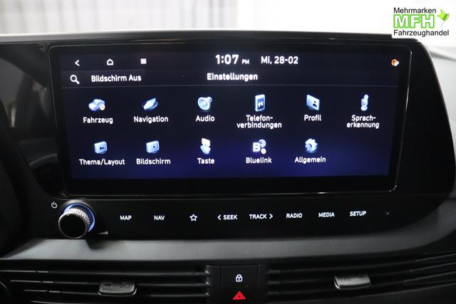 i20 (BC3) Trend Line 1.0 T-GDi 74kW Lucid Lime Metallic Sitzpolsterung in Stoff Schwarz PA4 Infotainment-Paket