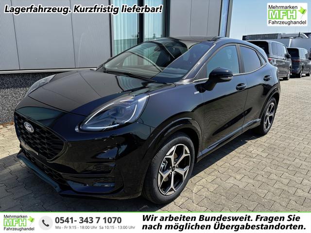 Ford Puma - ST-Line 1.0 125PS AUTOMATIK, SCHWARZ-METALLIC, 5 Jahre Garantie, Winterpaket: Sitzheizung, Beheizte Frontscheibe, 17" Alufelgen, Klimaautomatik, NAVIGATION 12", Parksensoren hinten, R&uuml;ckfahrkamera, Voll-LED-Scheinwerfer, Tempomat