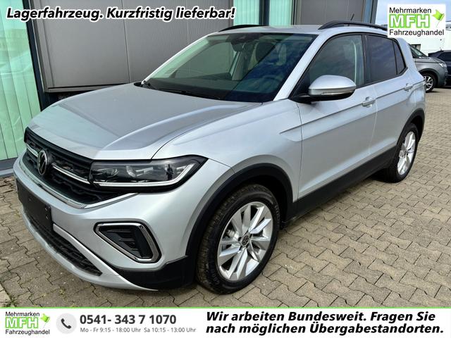 Volkswagen T-Cross - LIFE 1.0 TSI 115PS DSG/AUTOMATIK, Silber-Metallic, Parksensoren v/h, Rückfahrkamera, Privacy-Glas, Sitzheizung, Climatronic, IQ LIGHT MATRIX-LED, Radio Ready2Discover+Wireless App-Connect, 17" Alu, KEYLESS, M-Lederlenkrad, Dachreling