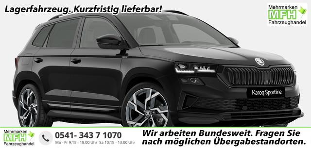 Skoda Karoq - Sportline 1.5 TSI 150PS DSG, SCHWARZ-MET, 5JGARANTIE, AHK SCHWENKBAR, 19" ALU SAGITARIUS, BEHEIZTE FRONTSCHEIBE, SITZHEIZUNG, MATRIX-LED, Elektr. Heckklappe, Virtual Cockpit 10", Climatronic, NAVI, ACC, Parksensoren v/h, R&uuml;ckfahrkamera, Dachreling, PRIVACY-GLAS