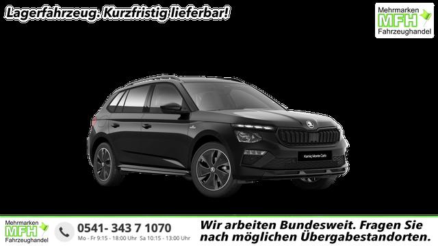 Skoda Kamiq - Monte Carlo 1.5 TSI 150PS DSG (AUTOMATIK), Schwarz-Met, PANORAMDACH, MATRIX-LED, SITZHEIZUNG, Sport-M-Lederlenkrad beheizt, SunSet, 2Z-Climatronic, Parksensoren vorn/hinten, R&uuml;ckfahrkamera, Kessy, Radio 8,25"+SmartLink, Virtual Cockpit, 17" Alu, Tempomat