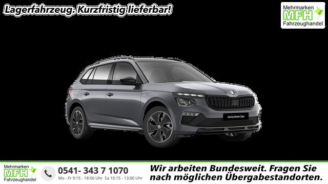 Skoda Kamiq - Monte Carlo 1.5 TSI 150PS DSG (AUTOMATIK), Grau-Met, PANORAMDACH, MATRIX-LED, SITZHEIZUNG, Sport-M-Lederlenkrad beheizt, SunSet, 2Z-Climatronic, Parksensoren vorn/hinten, R&uuml;ckfahrkamera, Kessy, Radio 8,25"+SmartLink, Virtual Cockpit, 17" Alu, Tempomat