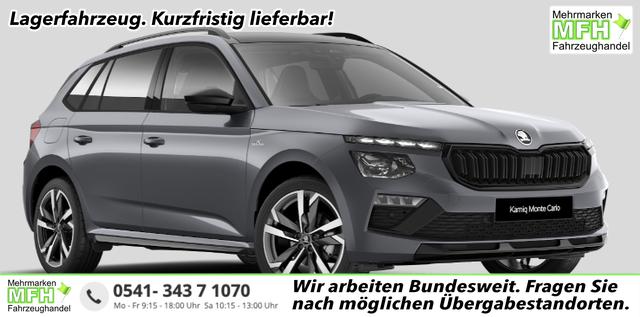 Skoda Kamiq - Monte Carlo 1.5 TSI 150PS DSG, 5J GARANTIE, 18"ALU, METALLIC, ELE. HECKKLAPPE, ANH&Auml;NGERKUPPLUNG, BEH. FRONTSCHEIBE, MATRIX-LED, PANORAMADACH, Sitzheizung, Lenkradhzg, Ladeboden, ACC, SIDE Assist, Virtual Cockpit 10", Parksensoren, Kamera, KESSY, Privacy, Climatronic
