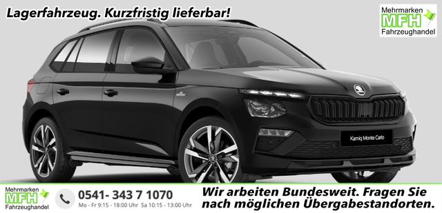 Skoda Kamiq - Monte Carlo 1.5 TSI 150PS DSG, 5J GARANTIE, 18"ALU, METALLIC, ELE. HECKKLAPPE, ANH&Auml;NGERKUPPLUNG, BEH. FRONTSCHEIBE, MATRIX-LED, PANORAMADACH, Sitzheizung, Lenkradhzg, Ladeboden, ACC, SIDE Assist, Virtual Cockpit 10", Parksensoren, Kamera, KESSY, Privacy, Climatronic