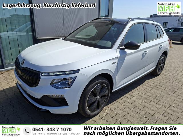 Skoda Kamiq - Monte Carlo 1.5 TSI 150PS DSG (AUTOMATIK), MOON-WHITE PERLEFFEKT, PANORAMDACH, MATRIX-LED, SITZHEIZUNG, Sport-M-Lederlenkrad beheizt, SunSet, 2Z-Climatronic, Parksensoren vorn/hinten, R&uuml;ckfahrkamera, Kessy, Radio 8,25"+SmartLink, Virtual Cockpit, 17" Alu, Tempomat