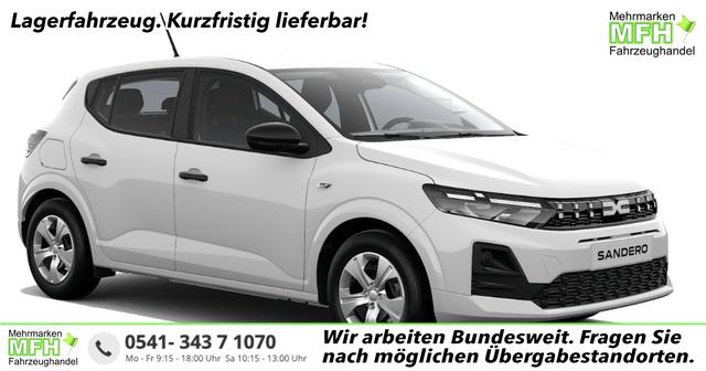 Dacia Sandero - Essential 1.0 SCe65, Arktis-Wei&szlig;, KLIMAANLAGE, PARKSENSOREN HINTEN, Tempomat, Multimediasystem Media Control, Zentralverriegelung mit Fernbedienung