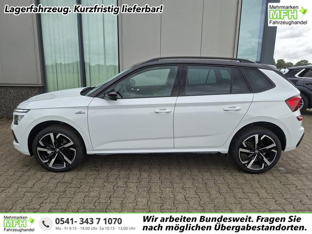 Skoda Kamiq - Monte Carlo 1.5 TSI 150PS DSG, 5J GARANTIE, WEISS-MET/Dach schwarz, 18" ALU, AHK SCHWENKBAR, Panoramadach, Matrix-LED, Parksensoren v/h, Kamera, Tempomat, Virtual Cockpit (8"!!), Kessy, Winter-Paket, Climatronic, Radio 8", SmartLink, NSW, Sport-M-Lederlenkrad beheizt