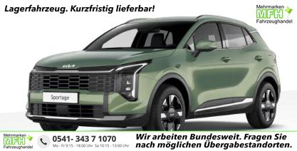 Kia Sportage - Silver 1.6 T-GDI 150PS AUTOMATIK, Experience-Green METALLIC, 2-Zonen-Klimaautomatik, Navigation 12,3", Parksensoren vorn/hinten, R&uuml;ckfahrkamera, 17" Alufelgen, Winterpaket/Sitzheizung vorne, Beheiztes Lederlenkrad, ACC Tempomat, Alarm, Dachreling Chrom
