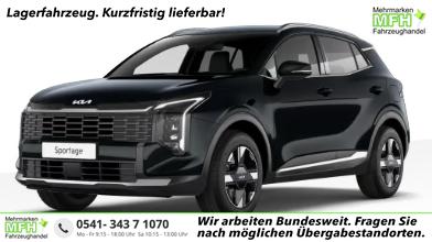 Kia Sportage - Silver 1.6 T-GDI 150PS AUTOMATIK, Black-Pearl METALLIC, 2-Zonen-Klimaautomatik, Navigation 12,3", Parksensoren vorn/hinten, R&uuml;ckfahrkamera, 17" Alufelgen, Winterpaket/Sitzheizung vorne, Beheiztes Lederlenkrad, ACC Tempomat, Alarm, Dachreling Chrom