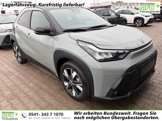 Toyota Aygo X - Pulse 1.5 Hybrid 115PS CVT/AUTOMATIK, 3 Jahre Garantie, 17" Alufelgen, Uni-Lackierung Tarragon /Dach schwarz, Privacy-Glas, Sitzheizung, R&uuml;ckfahrkamera, Klimaautomatik, Audiosystem 9" + Smartphone-Integration, Lederlenkrad, ACC, ZV mit Fernbedienung