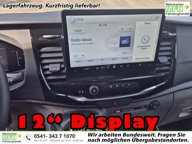 Ford Transit - L2H2 2.0 EcoBlue 165PS Trend Heckantrieb 3,5t 2-Sitzer AHK Sitzheizung Lenkradheizung Frontscheibe beheizb. Klimaautomatik PDC v+h R&uuml;ckf.Kamera Bluetooth DAB Apple CarPlay Android Auto Tempomat Ganzj.Reifen