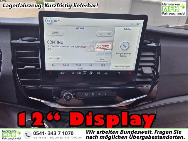 Ford Transit - L2H2 2.0 EcoBlue 130PS Trend 3,5t 2-Sitzer AHK Sitzheizung Lenkradheizung Frontscheibe beheizb. Klimaautomatik PDC v+h R&uuml;ckf.Kamera Bluetooth DAB Apple CarPlay Android Auto Tempomat Ganzj.Reifen