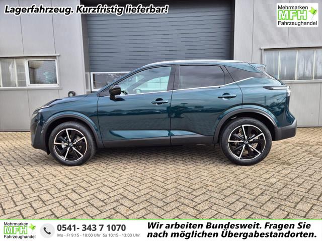 Nissan Qashqai - 1.3 DIG-T MHEV 158 PS X-Tronic Tekna Voll-Leder Klimaautomatik PanoGlasdach Sitzheizung Lenkradheizung Navi Head-Up Display elektr. Heckklappe ACC PDC v+h 360&deg;Kamera DAB Bluetooth Touchscreen Apple CarPlay Android Auto 19"LM